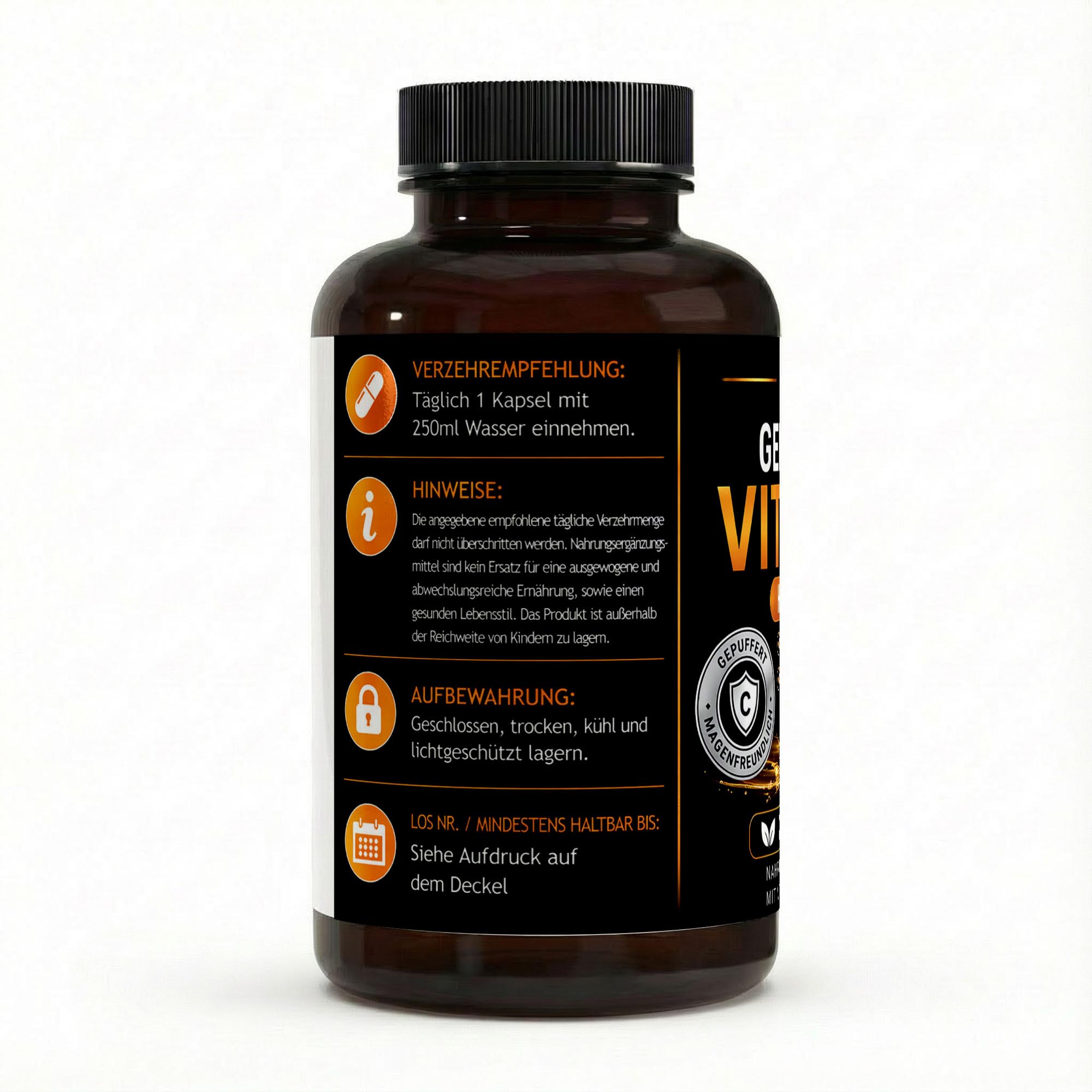 Gepuffertes Vitamin C 500mg + Magnesium – 240 Kapseln