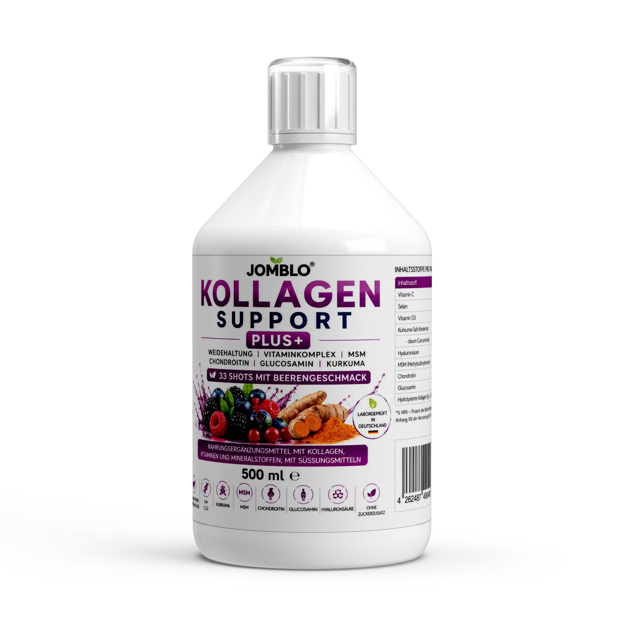 Kollagen Support PLUS+ Shots (1500 DA) – Wild Berry – 500ml