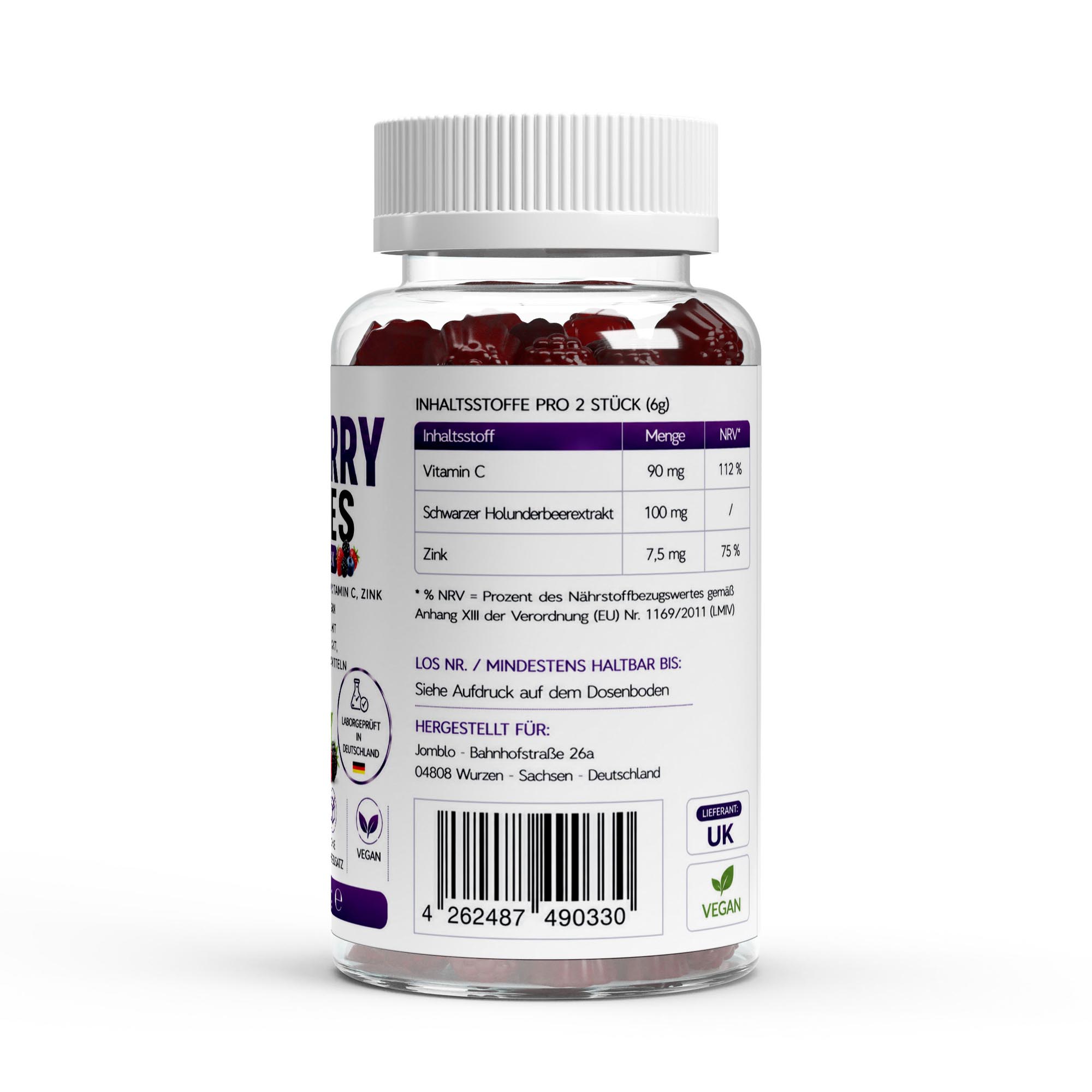 Elderberry + Vitamin C + Zink Gummies – 60 Stk.