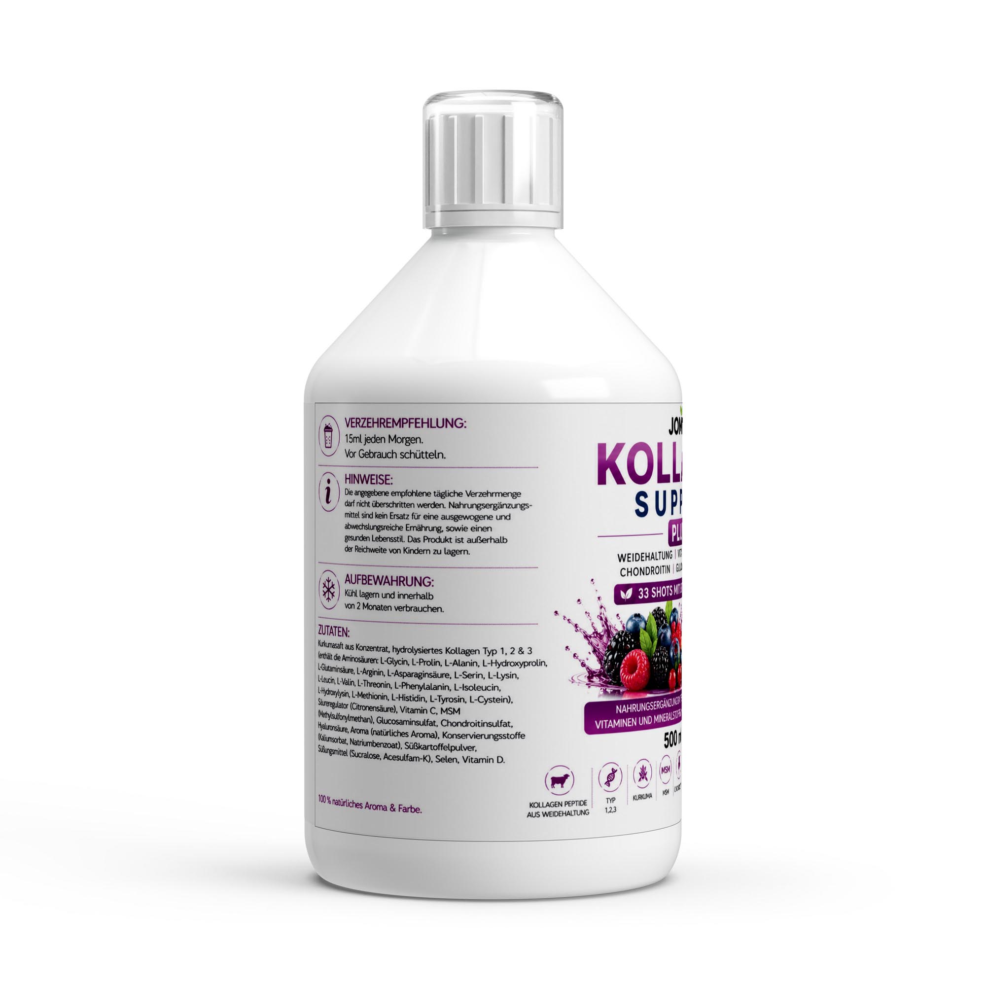 Kollagen Support PLUS+ Shots (1500 DA) – Wild Berry – 500ml