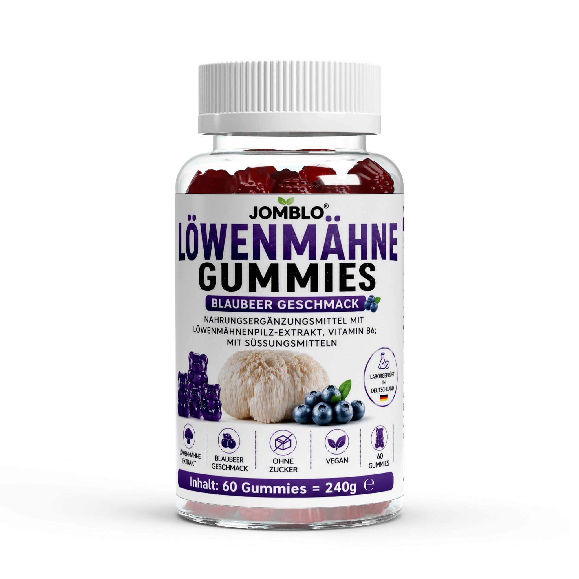 Löwenmähne + Vitamin B6 Gummies – 60 Stk.