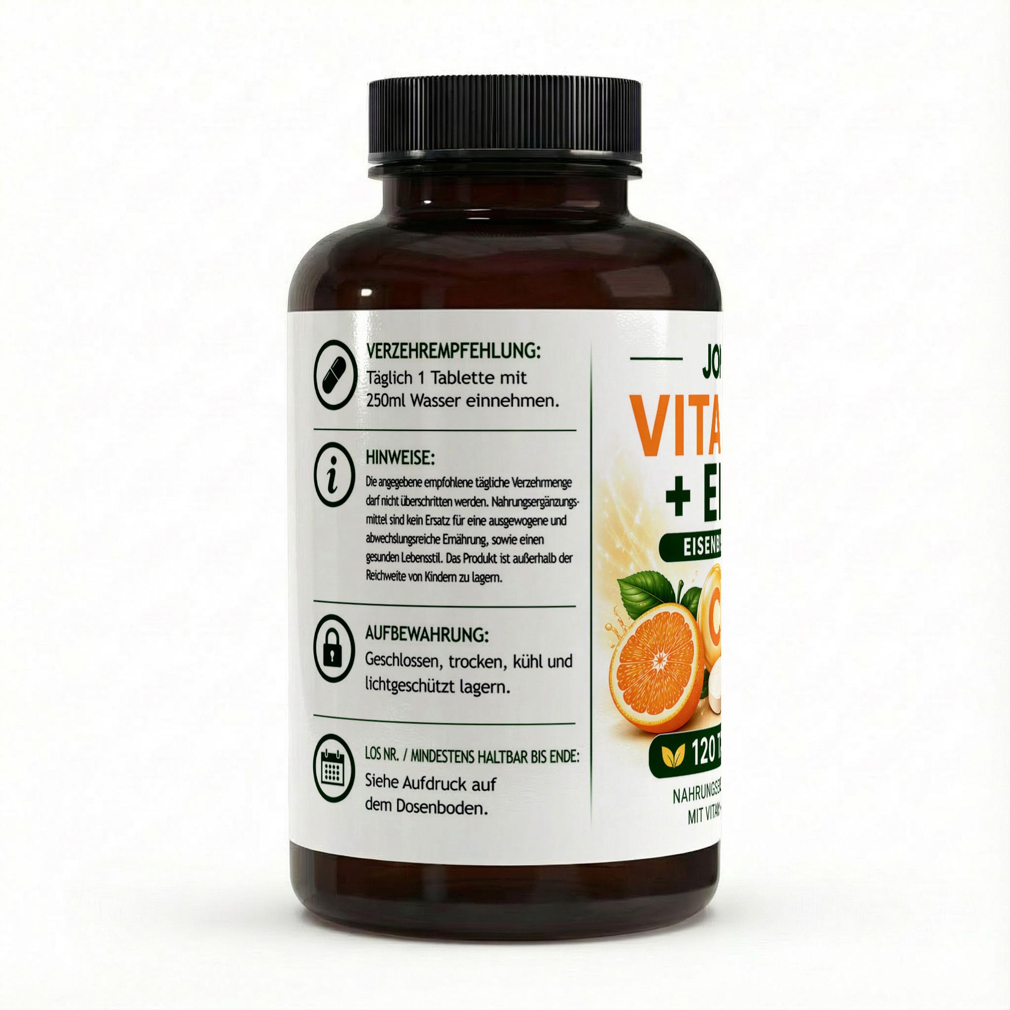 Eisen + Vitamin C – 120 vegane Tabletten