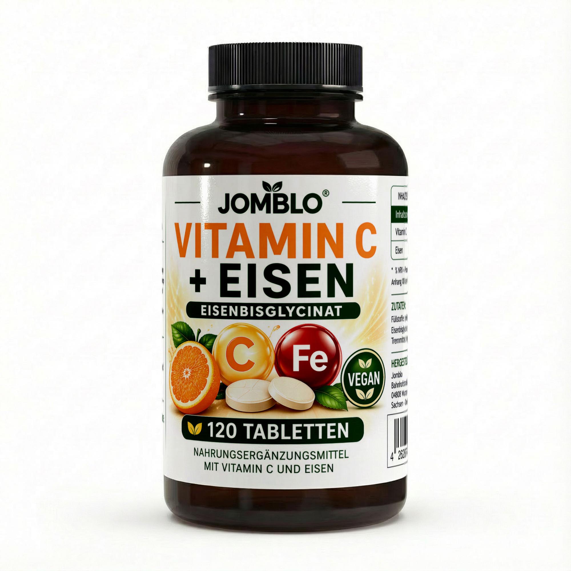 Eisen + Vitamin C – 120 vegane Tabletten
