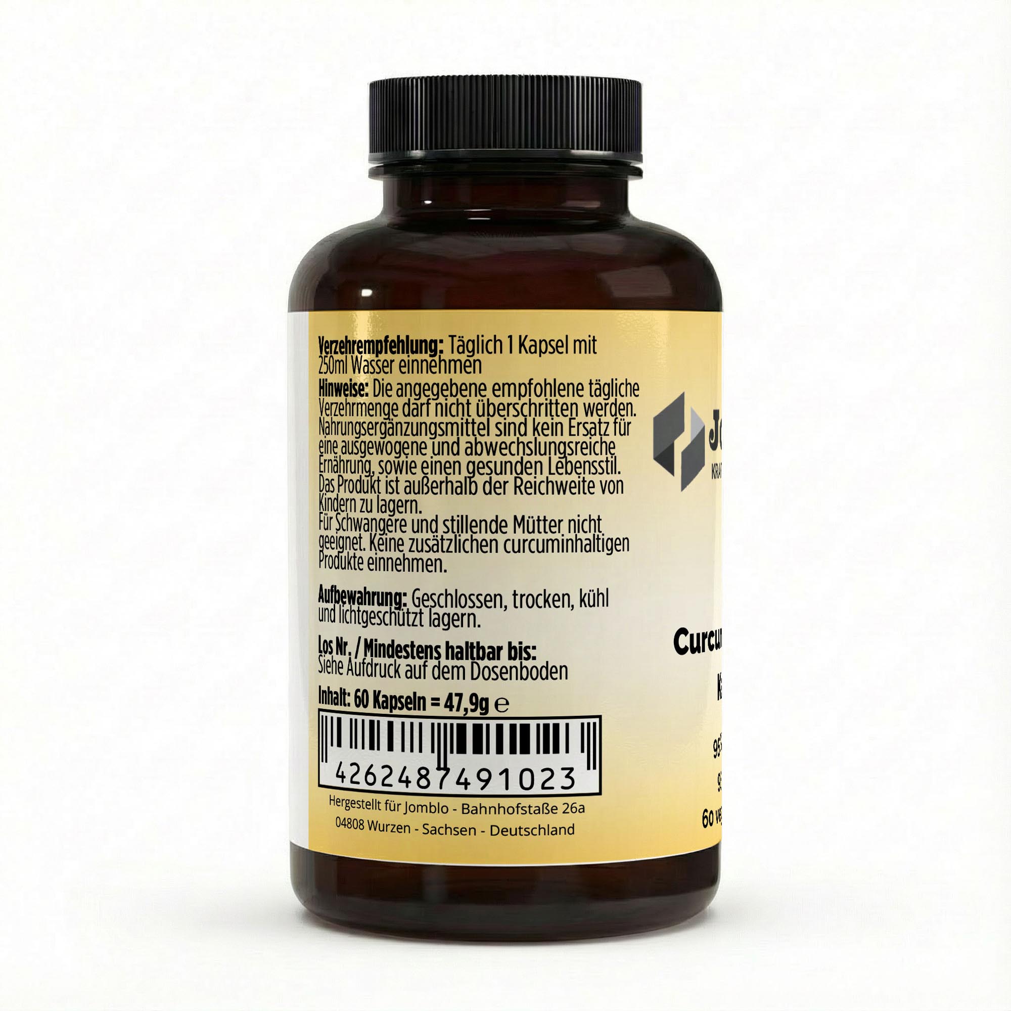 Curcuma (95% Curcumin) + Piperin – 60 vegane Kapseln