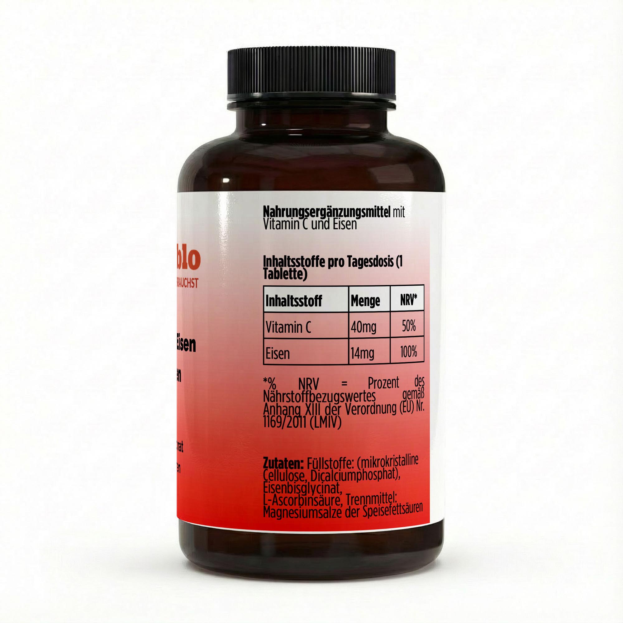 Eisen + Vitamin C – 120 vegane Tabletten