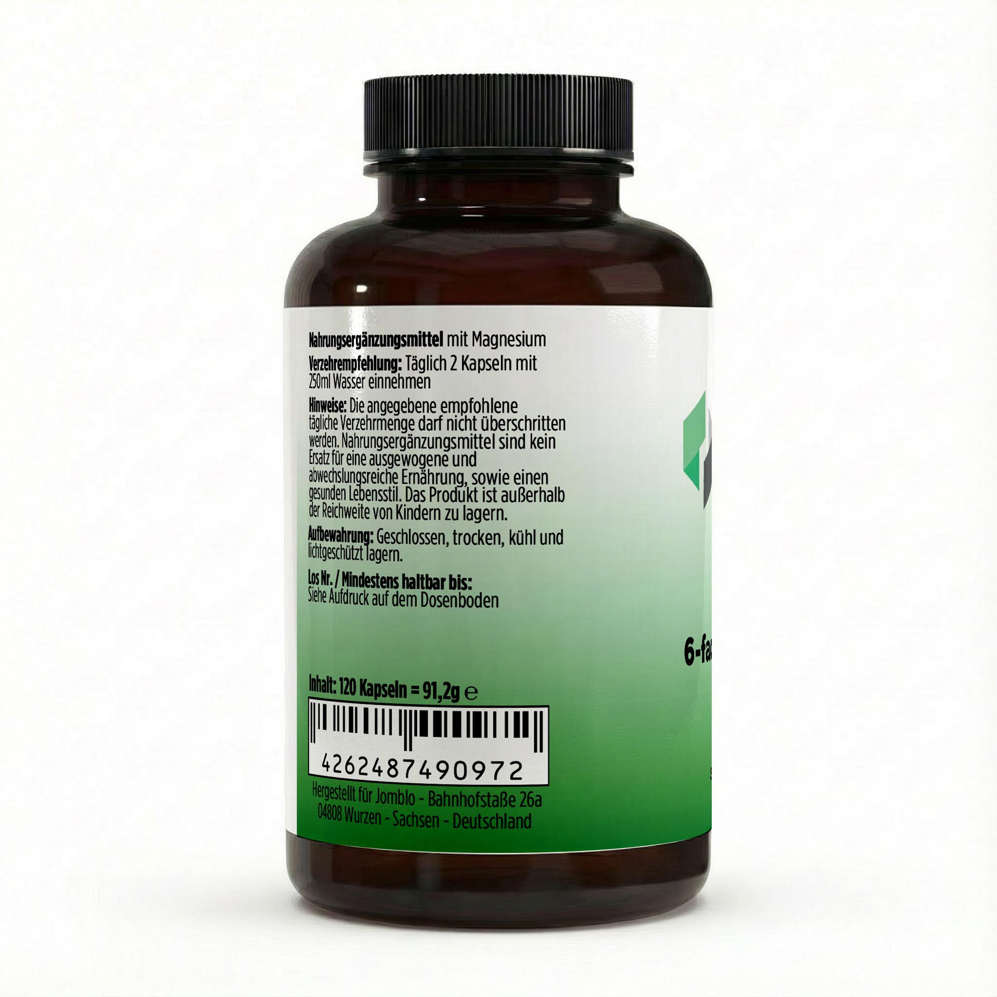 Magnesium 6x Komplex + B6 – 120 vegane Kapseln