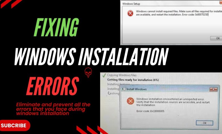 How to Fix Windows Installation Errors & Create Bootable USB Drive: 0xc0000005 & 0x8007025d Issues How to Fix Windows Installation Errors & Create Bootable USB Drive: 0xc0000005 & 0x8007025d Issues