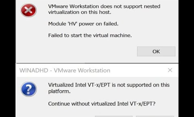 Virtualized Intel VT xEPT is not supported VMware does not support nested virtualization (Edited) Virtualized Intel VT xEPT is not supported VMware does not support nested virtualization (Edited)