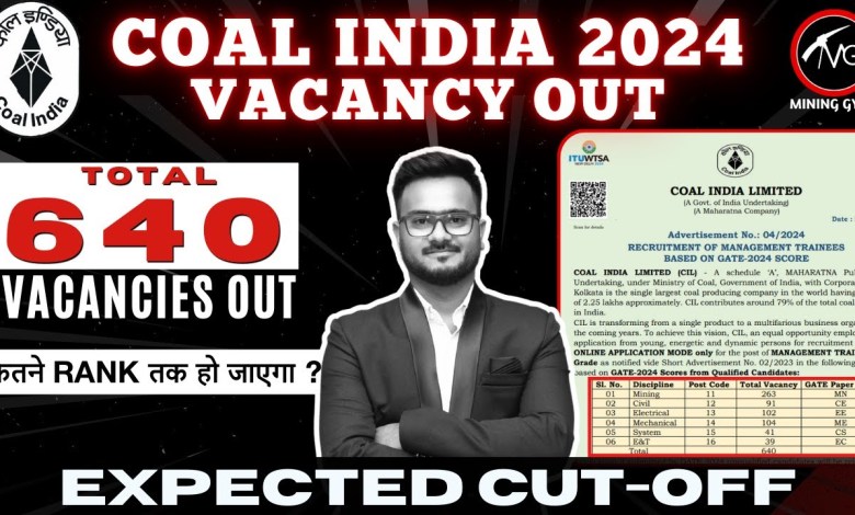 COAL India Vacancy 2024: Management Trainee Details & Expected Cutoff Marks | Mining Gyan COAL India Vacancy 2024: Management Trainee Details & Expected Cutoff Marks | Mining Gyan