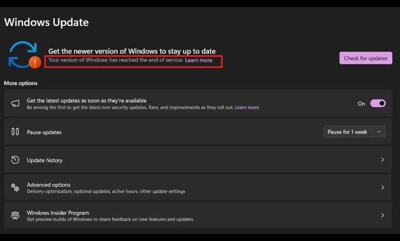 Your version of Windows has reached the end of service error in Windows 11 23H2 Your version of Windows has reached the end of service error in Windows 11 23H2