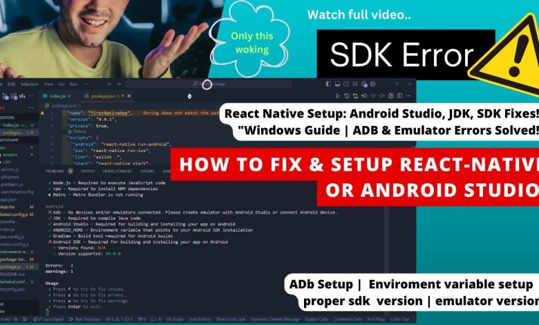 Error | android sdk version not found 34.0.0 | adb | React Native Setup | android setup | gradlew Error | android sdk version not found 34.0.0 | adb | React Native Setup | android setup | gradlew