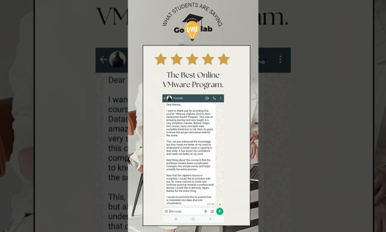 GoVMlab Student Testimonials: Transformative Career Experiences in VMware vSphere Deep-Dive Program GoVMlab Student Testimonials: Transformative Career Experiences in VMware vSphere Deep-Dive Program