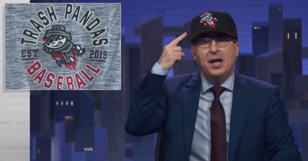 HBO’s John Oliver shows off his new Trash Pandas hat HBO’s John Oliver shows off his new Trash Pandas hat