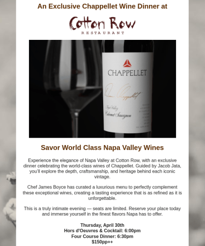 Chappellet Wine Dinner Chappellet Wine Dinner