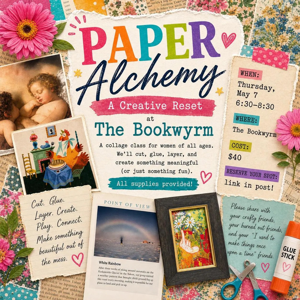 Paper Alchemy: A Creative Reset (Collage Workshop – All Supplies Included) Paper Alchemy: A Creative Reset (Collage Workshop – All Supplies Included)