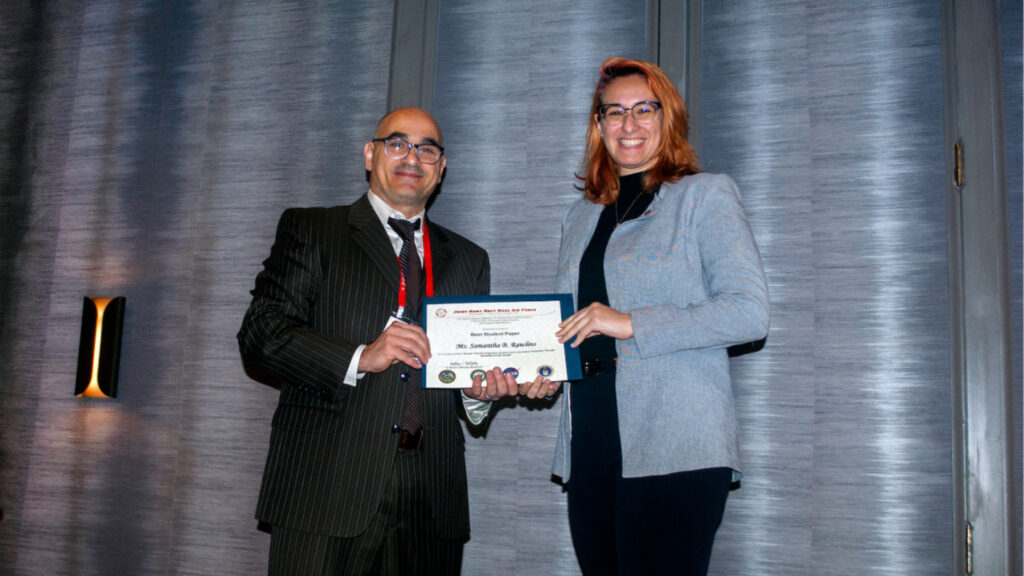 UAH doctoral student honored at JANNAF Committee meeting UAH doctoral student honored at JANNAF Committee meeting