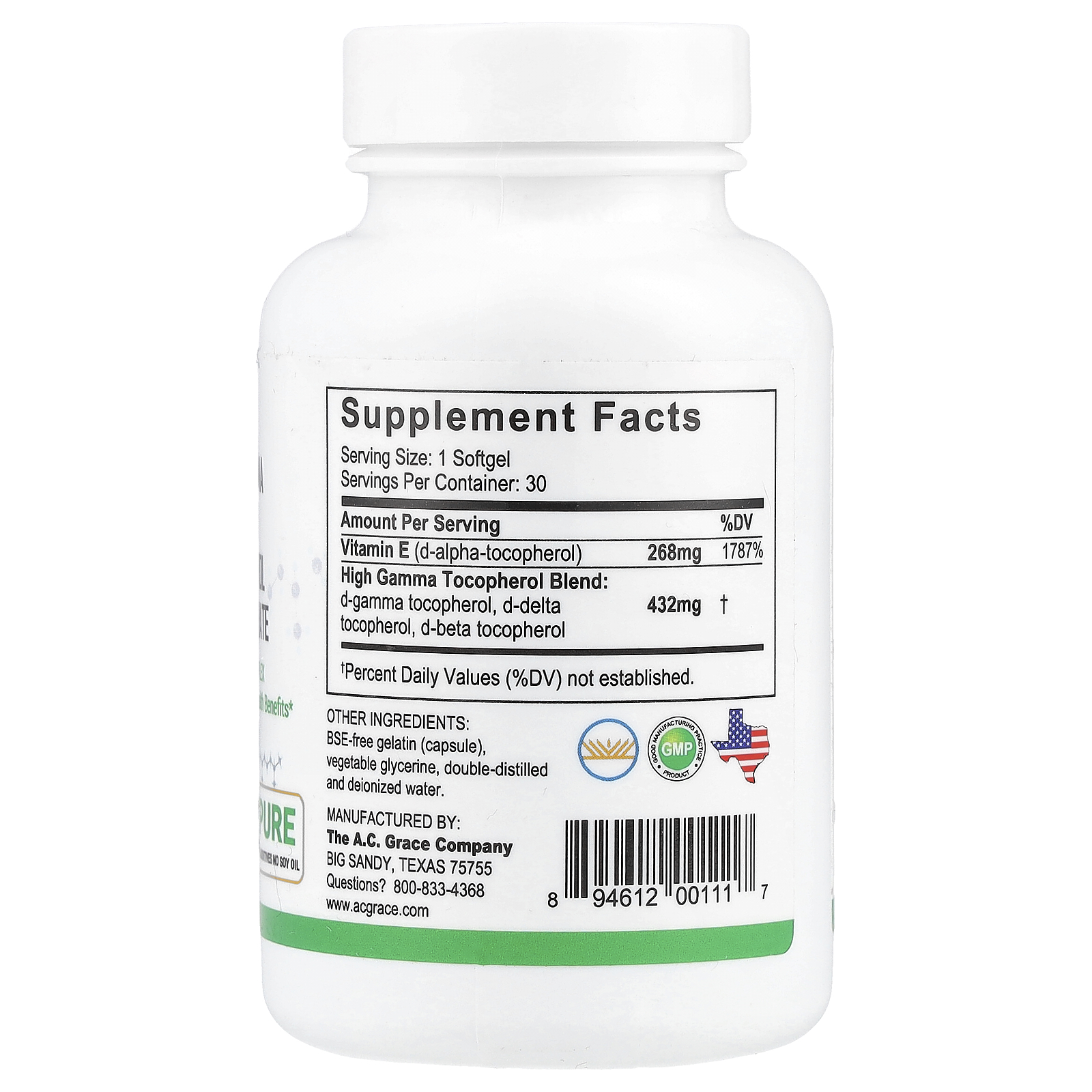 Unique E®, High Gamma Mixed Tocopherol Concentrate, 30 Softgels