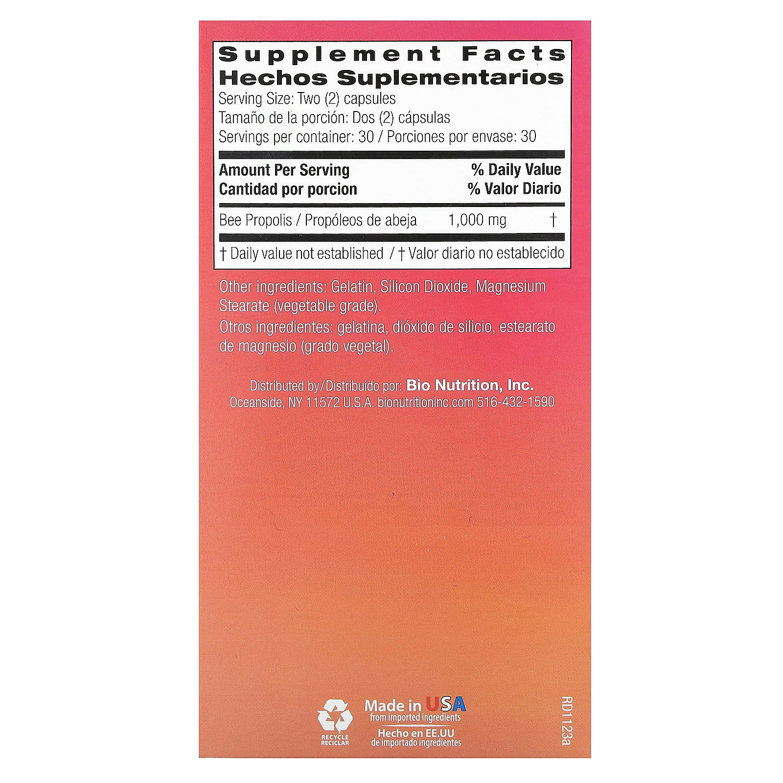 Bee Propolis, 60 Capsules (500 mg per Capsule)