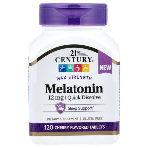 Melatonin, Max Strength, Cherry, 12 mg, 120 Tablets Melatonin, Max Strength, Cherry, 12 mg, 120 Tablets