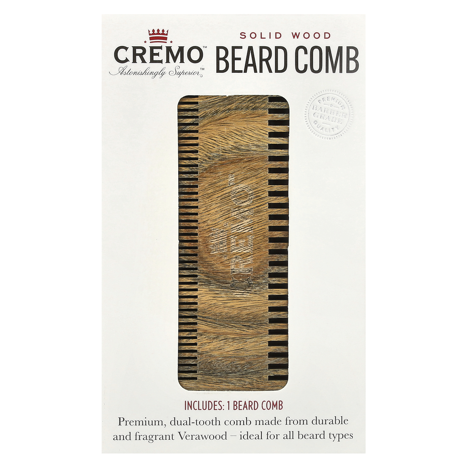 Solid Wood Beard Comb, 1 Comb