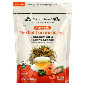 Ayurvedic Herbal Turmeric Tea, Caffeine Free, 6 oz (170 g) Ayurvedic Herbal Turmeric Tea, Caffeine Free, 6 oz (170 g)