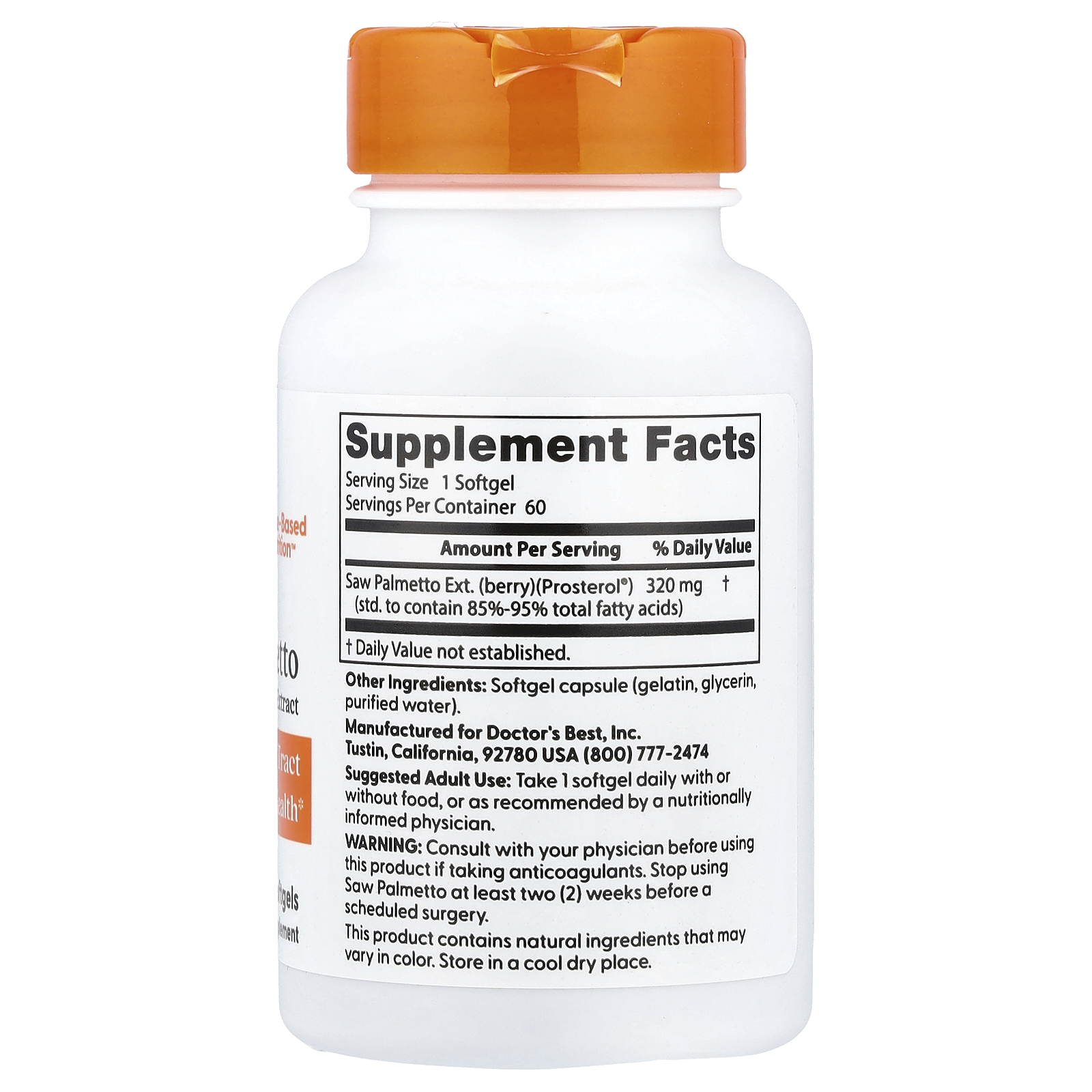 Saw Palmetto, Standardized Extract, 320 mg, 60 Softgels