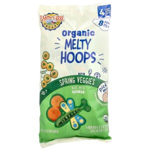 Organic Melty Hoops, Puffed Corn Snack, 8+ Months, Spring Veggies, 4 Single Serve Packs, 0.32 oz (9 g) Each Organic Melty Hoops, Puffed Corn Snack, 8+ Months, Spring Veggies, 4 Single Serve Packs, 0.32 oz (9 g) Each