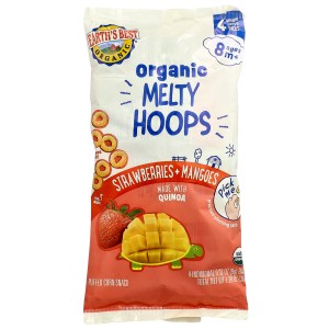 Organic Melty Hoops, Puffed Corn Snack, 8+ Months, Strawberries + Mangoes, 4 Single Serve Packs, 0.32 oz (9 g) Each Organic Melty Hoops, Puffed Corn Snack, 8+ Months, Strawberries + Mangoes, 4 Single Serve Packs, 0.32 oz (9 g) Each