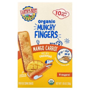 Organic Munchy Fingers, Puffed Corn Snack, 10+ Months, Mango Carrot, 1.05 oz (30 g) Organic Munchy Fingers, Puffed Corn Snack, 10+ Months, Mango Carrot, 1.05 oz (30 g)