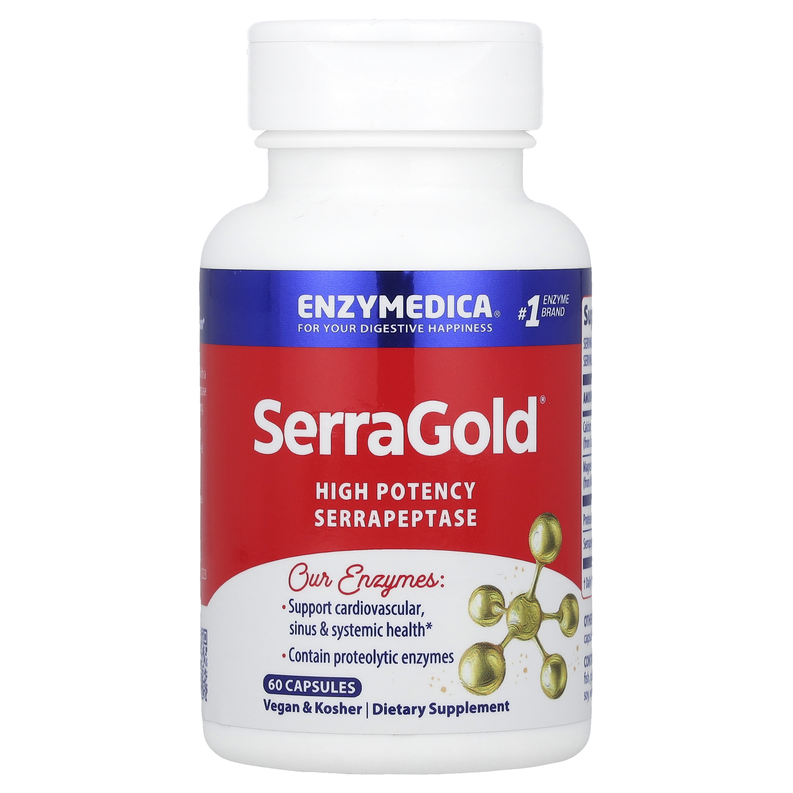 SerraGold®, High Potency Serrapeptase, 60 Capsules