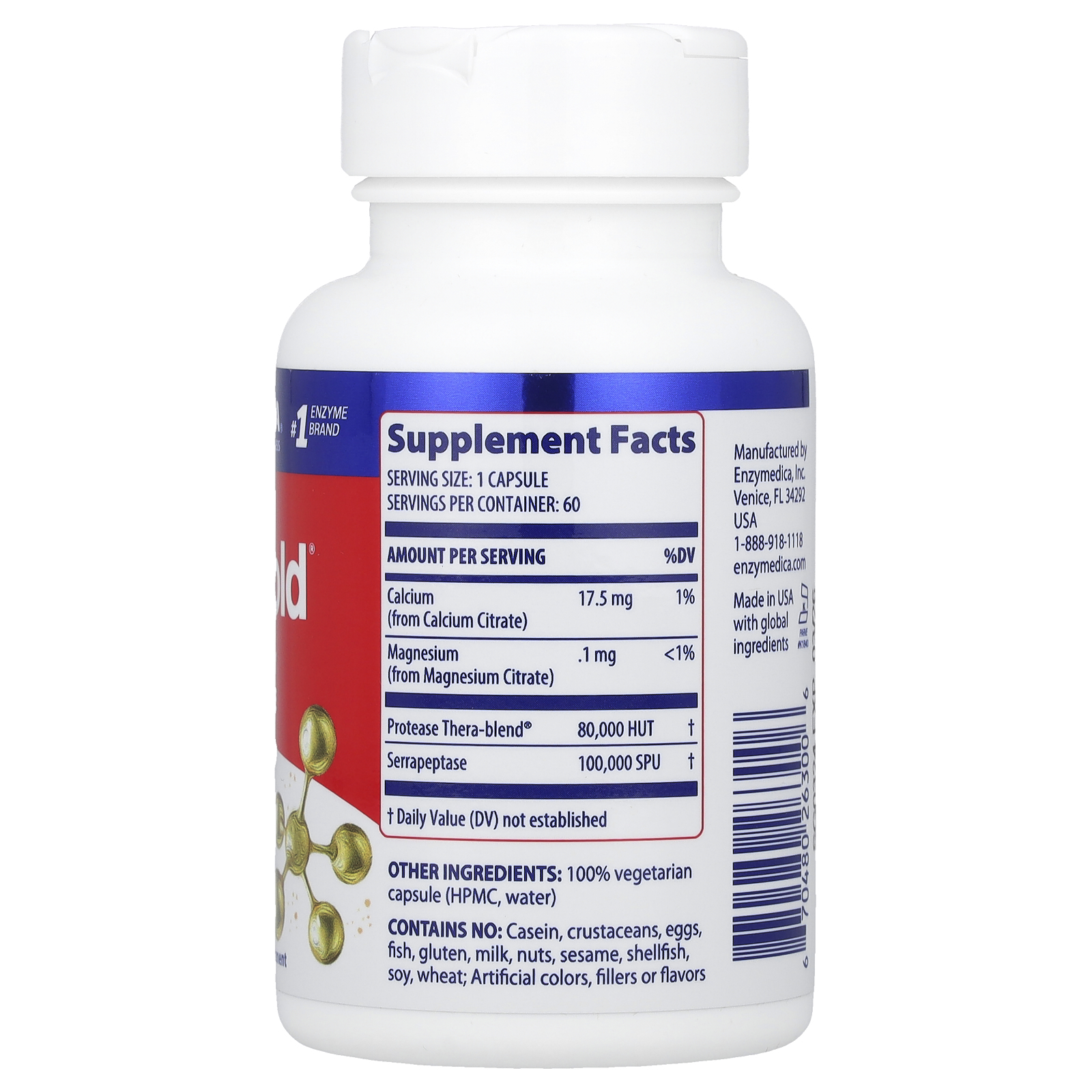 SerraGold®, High Potency Serrapeptase, 60 Capsules