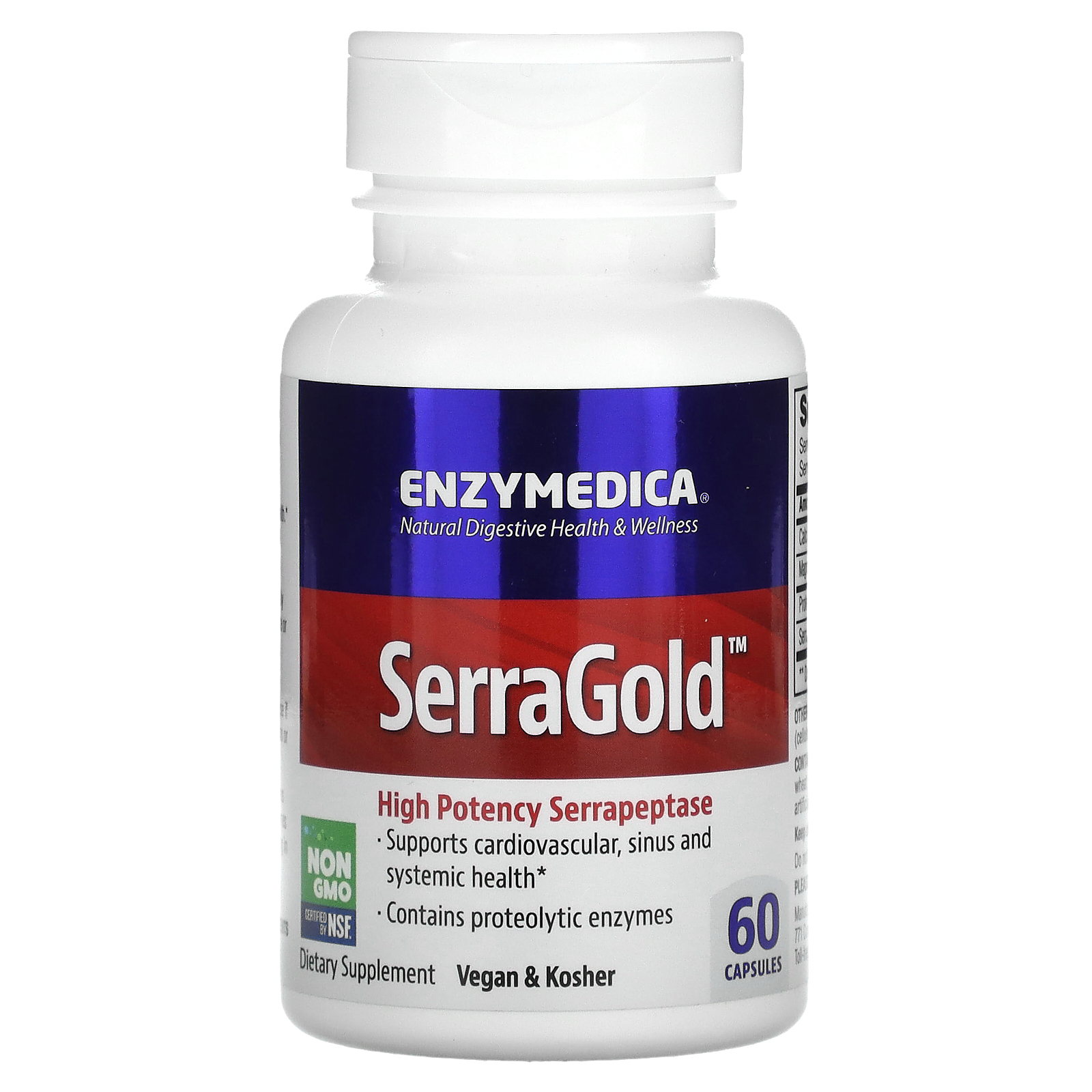 SerraGold®, High Potency Serrapeptase, 60 Capsules