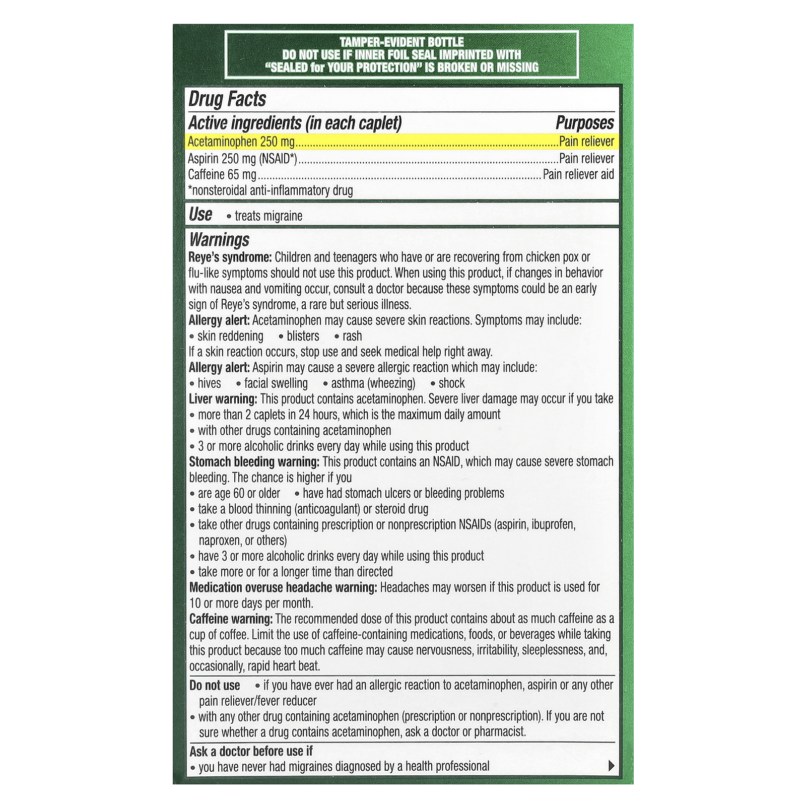 Migraine Relief, 200 Caplets