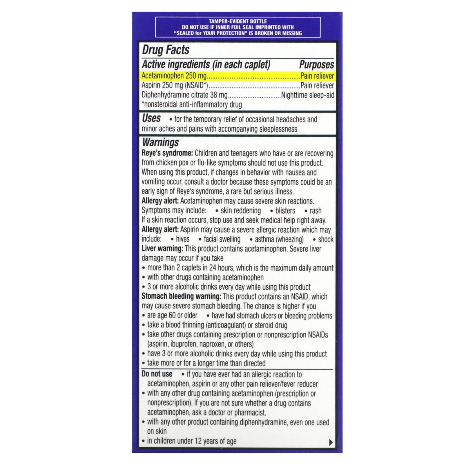 PM Headache, 100 Caplets