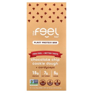Plant Protein Bars, Chocolate Chip Cookie Dough + Cordyceps, 10 Bars, 2 oz (57 g) Each Plant Protein Bars, Chocolate Chip Cookie Dough + Cordyceps, 10 Bars, 2 oz (57 g) Each