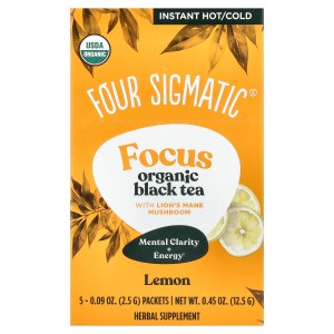 Focus, Organic Black Tea With Lion’s Mane Mushroom, Lemon, 5 Packets, 0.09 oz (2.5 g) Each Focus, Organic Black Tea With Lion’s Mane Mushroom, Lemon, 5 Packets, 0.09 oz (2.5 g) Each