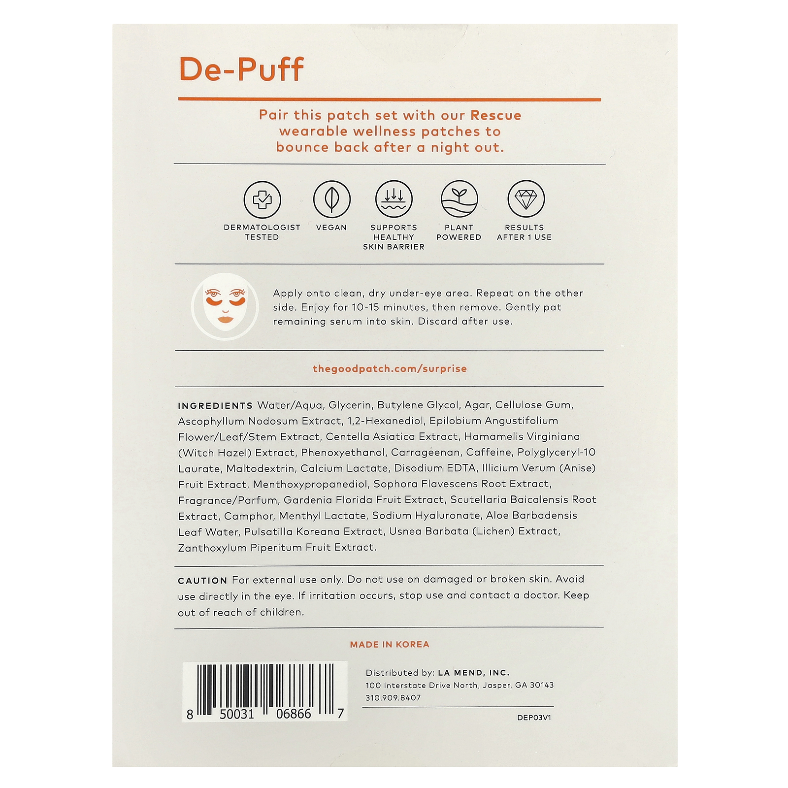 De-Puff Eye Patches , 3 Patch Sets