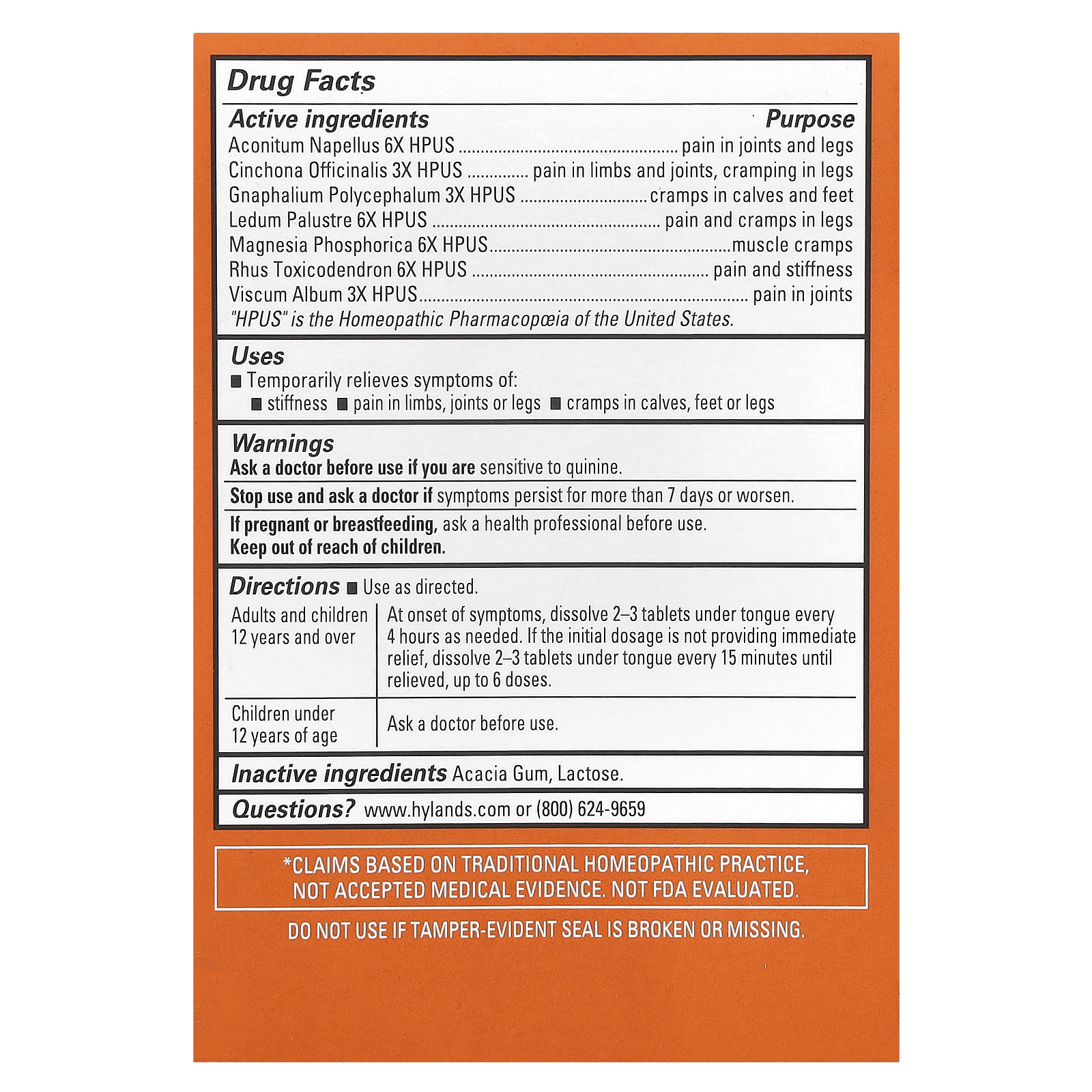 Leg Cramps, 50 Quick-Dissolving Tablets