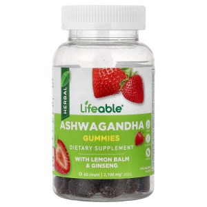 Ashwagandha Gummies with Lemon Balm & Ginseng, Strawberry, 60 Gummies Ashwagandha Gummies with Lemon Balm & Ginseng, Strawberry, 60 Gummies