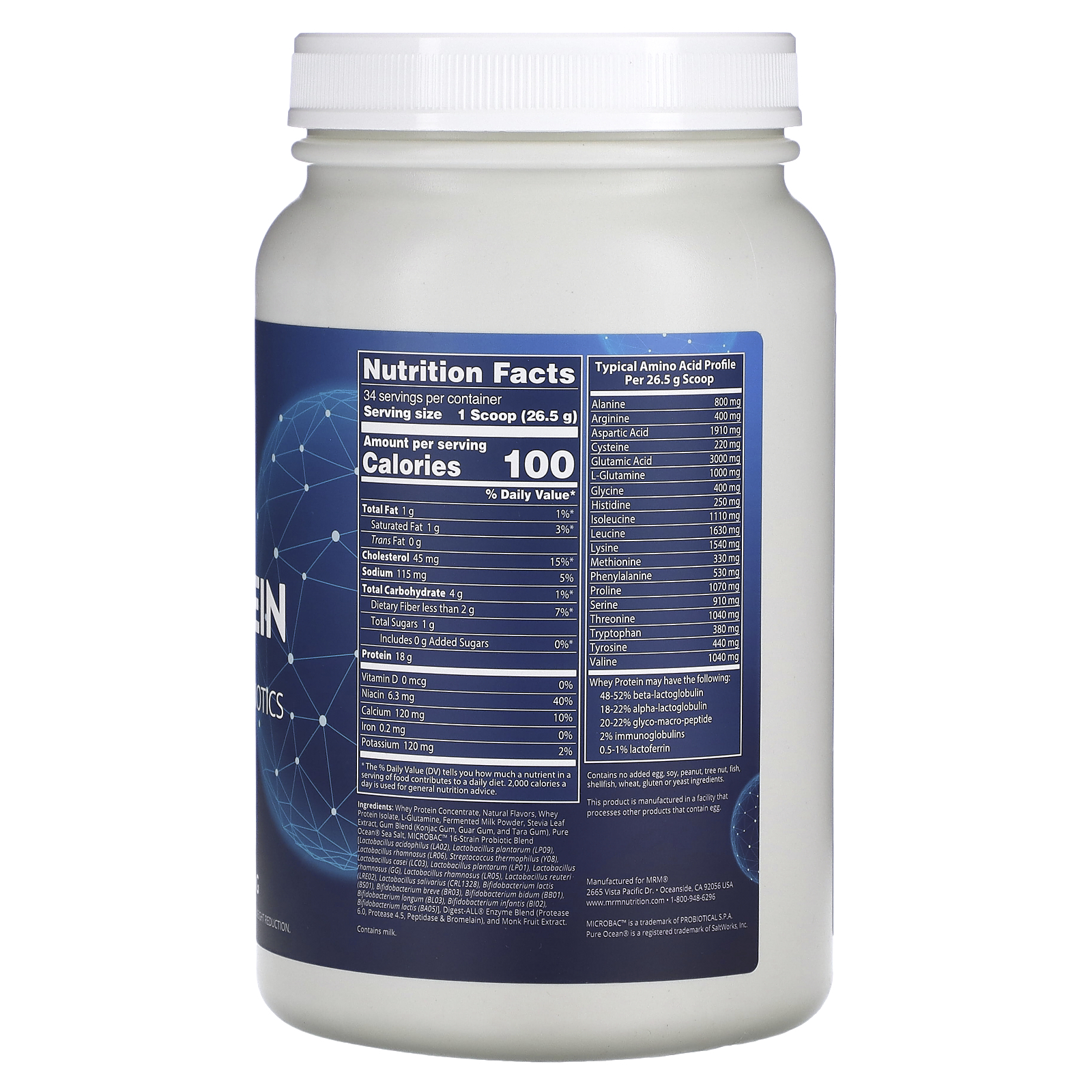 Whey Protein with Probiotics & Postbiotics, Vanilla, 2.03 lb (923 g)