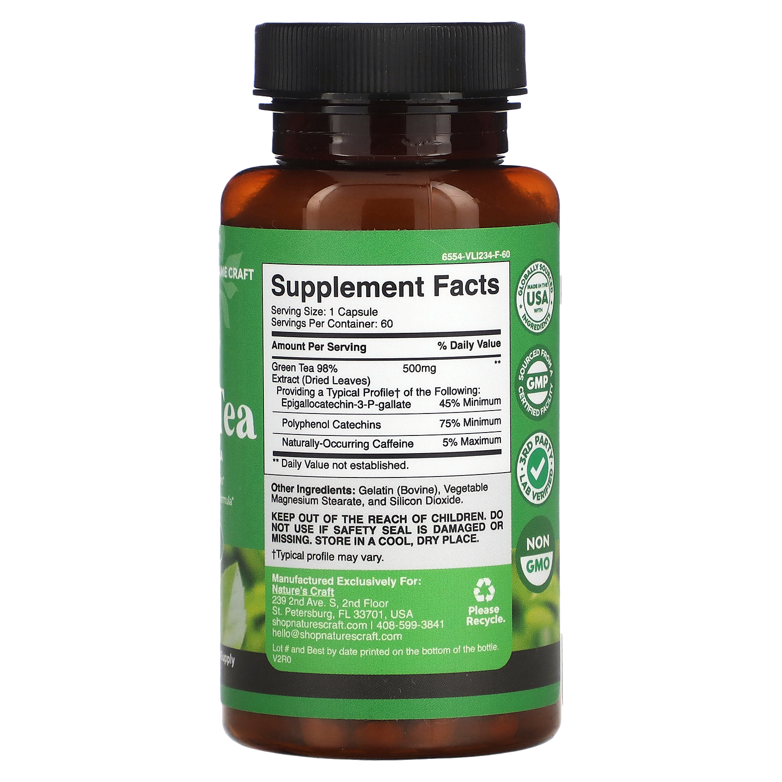Green Tea, 500 mg, 60 Capsules