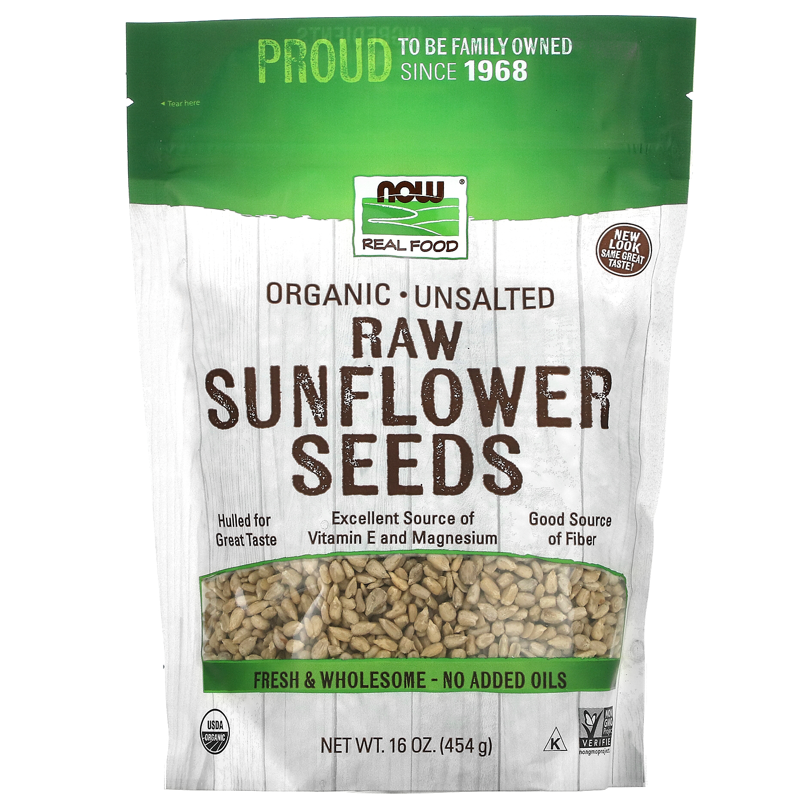 Organic Raw Sunflower Seeds, Unsalted, 16 oz (454 g)