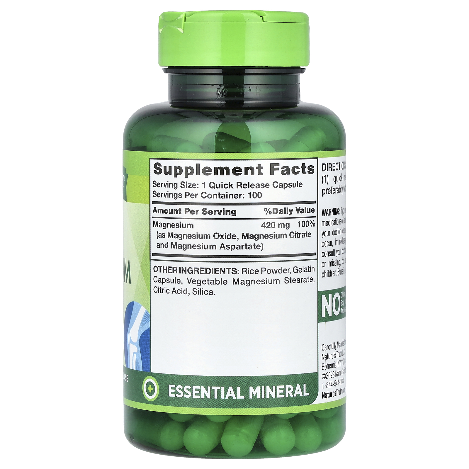 Triple Magnesium Complex, 100 Quick Release Capsules (420 mg per Capsule)