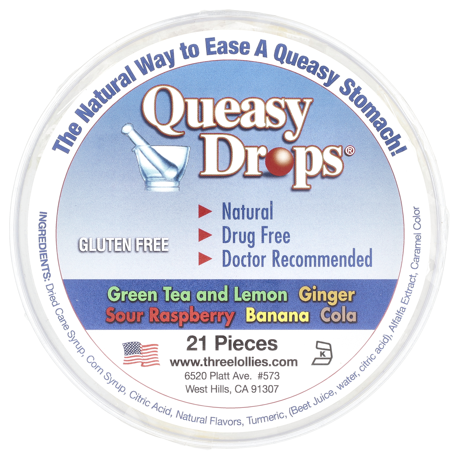 Queasy™ Drops, Assorted, 21 Lozenges