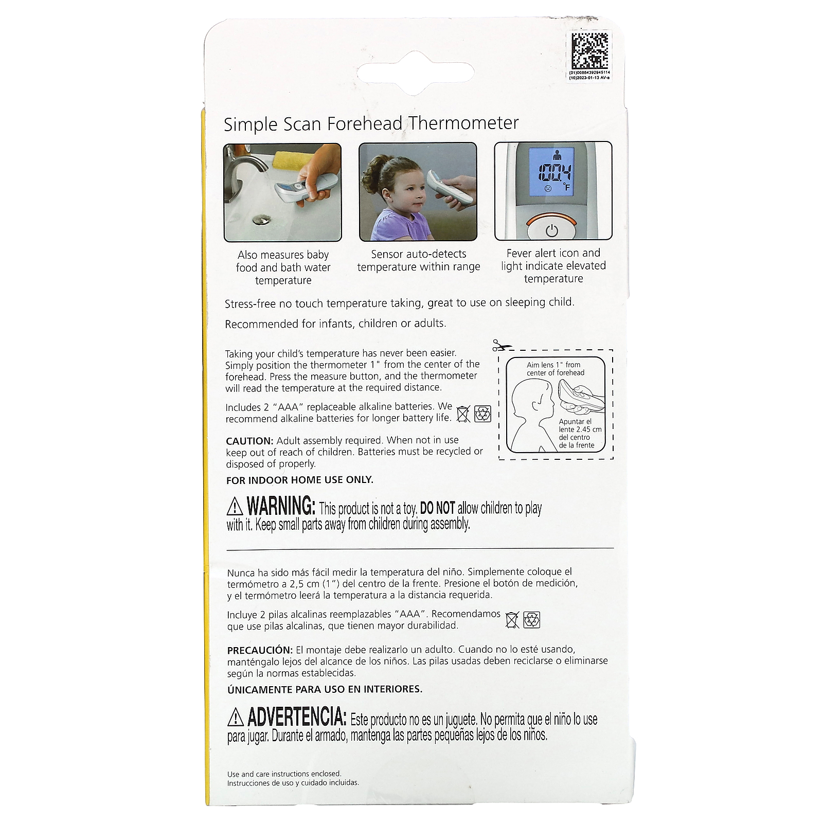 Simple Scan Forehead Thermometer , 1 Count