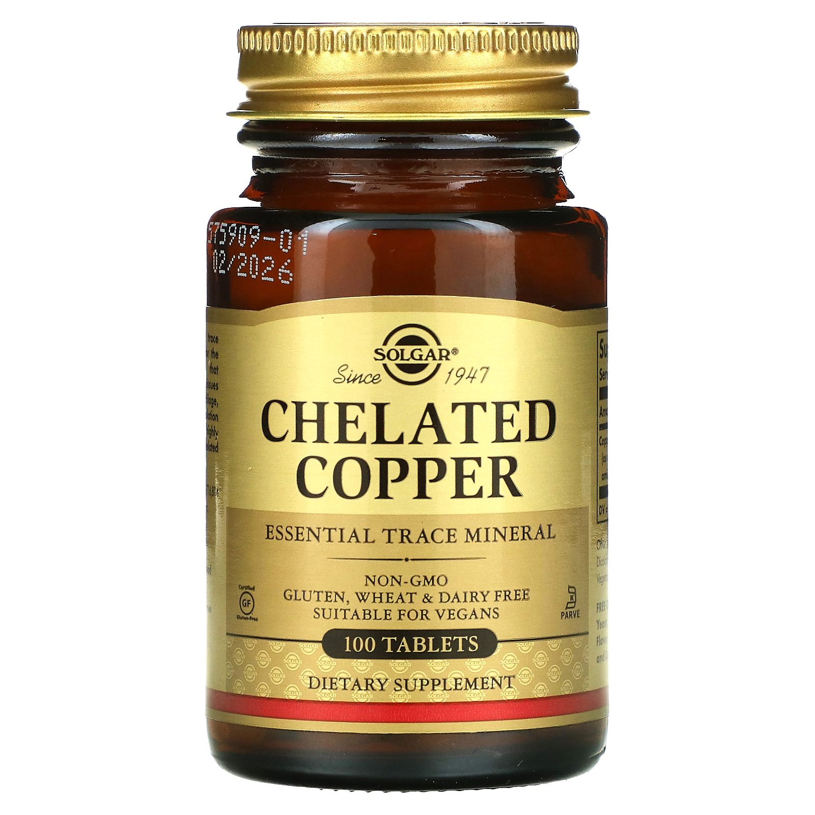Chelated Copper, 100 Tablets (2.5 mg per Tablet)