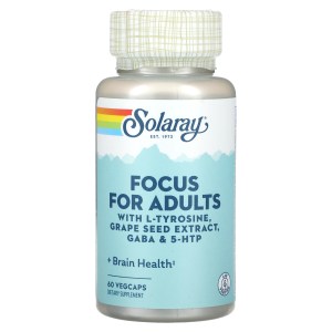 Focus For Adults with L-Tyrosine, Grape Seed Extract, Gaba & 5-HTP, 60 VegCaps Focus For Adults with L-Tyrosine, Grape Seed Extract, Gaba & 5-HTP, 60 VegCaps