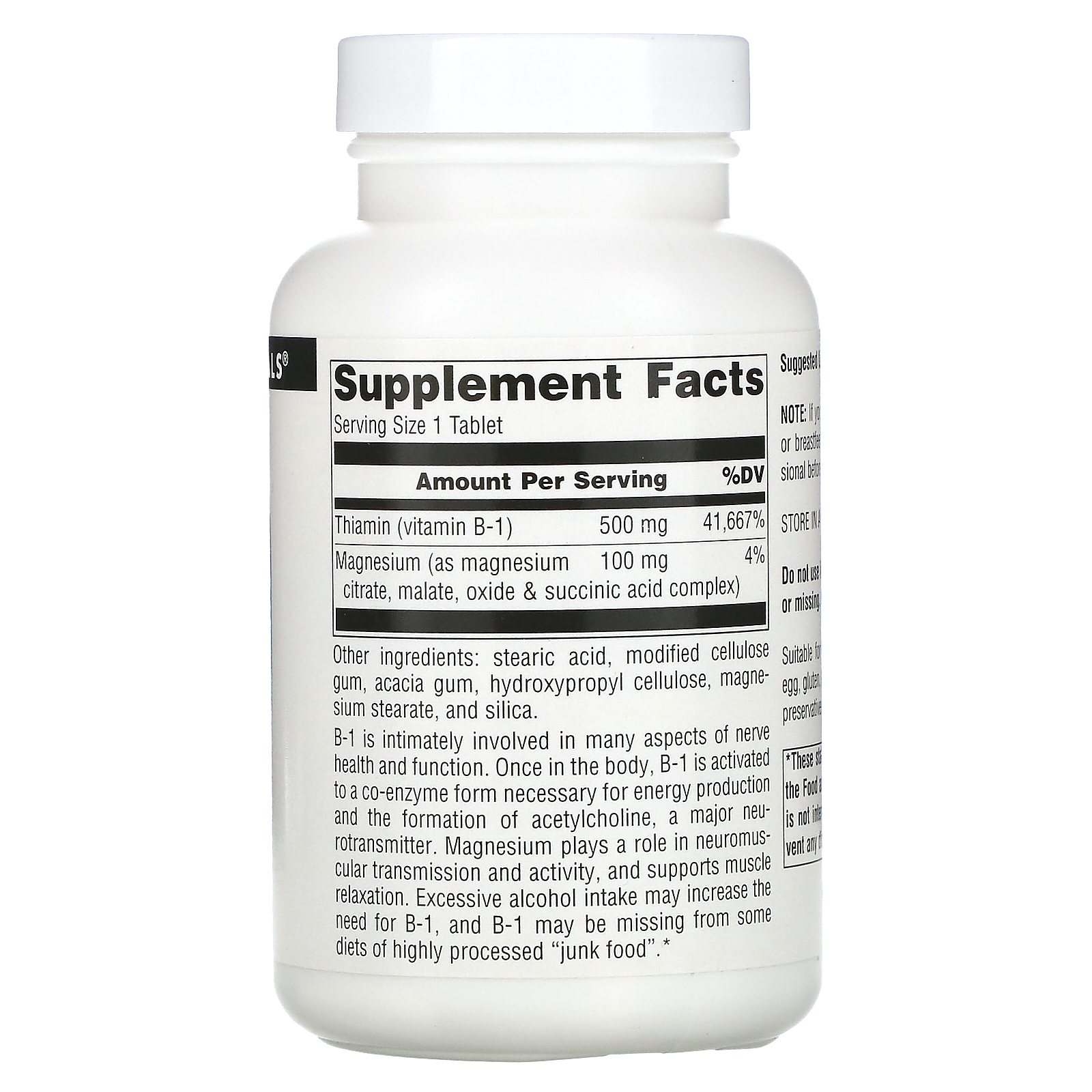 Vitamin B-1, High Potency , 500 mg, 100 Tablets