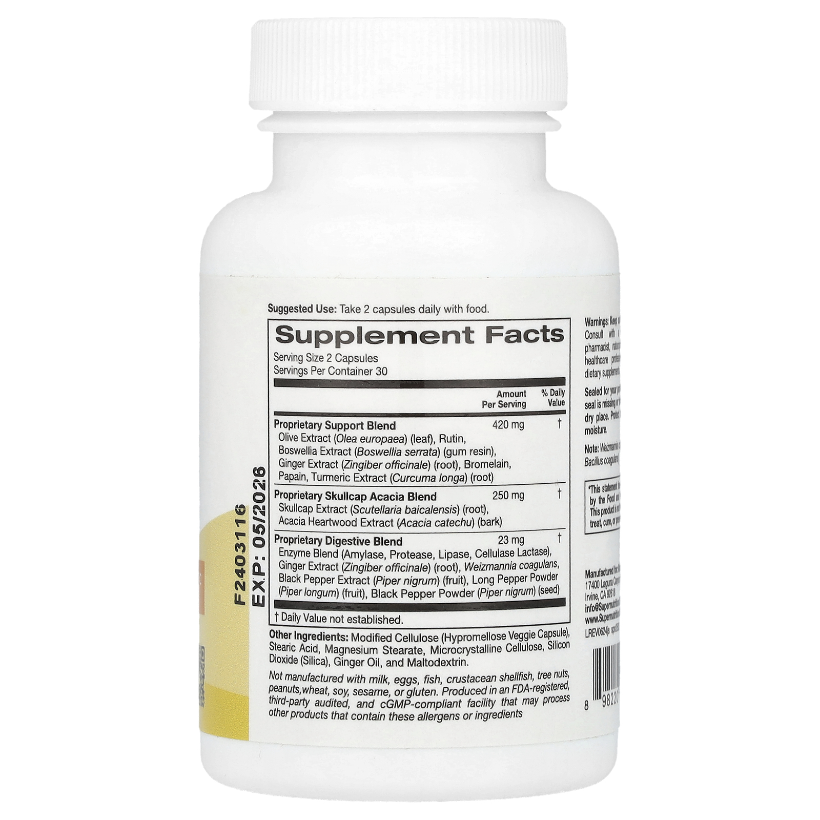 Joint Support with Olive Extract, Rutin, Boswellia Extract, and Ginger Extract, 60 Veggie Capsules