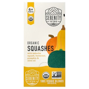 Organic Squashes with Kabocha Squash, Butternut, Pumpkin & Olive Oil, 6+ Months, 6 Pouches, 3.5 oz (99 g) Each Organic Squashes with Kabocha Squash, Butternut, Pumpkin & Olive Oil, 6+ Months, 6 Pouches, 3.5 oz (99 g) Each